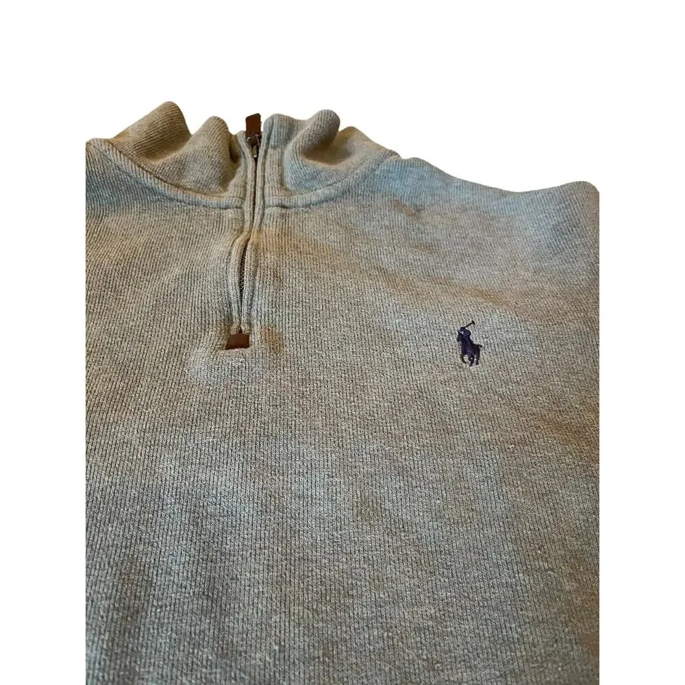 Polo Ralph Lauren XL grey Knit sports sweater 1/4 zip up Mock turtleneck